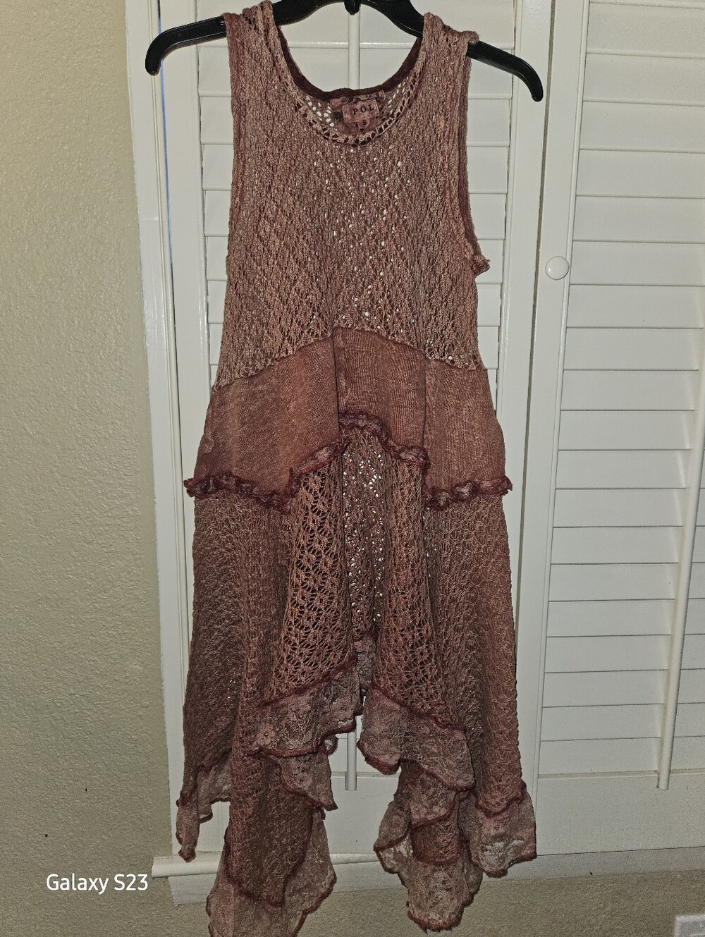 POL  Nwot Rust Crochet High-Low Sleeveless Dress